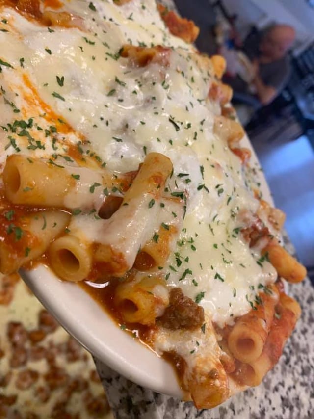 Baked Ziti Parmigiana.