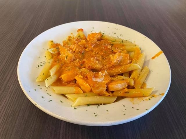 Pasta with Chicken in Vodka Sauce.