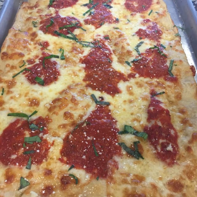 Grandmas with Cheese Pizza.